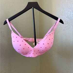 Pink Heart Patterned Bra